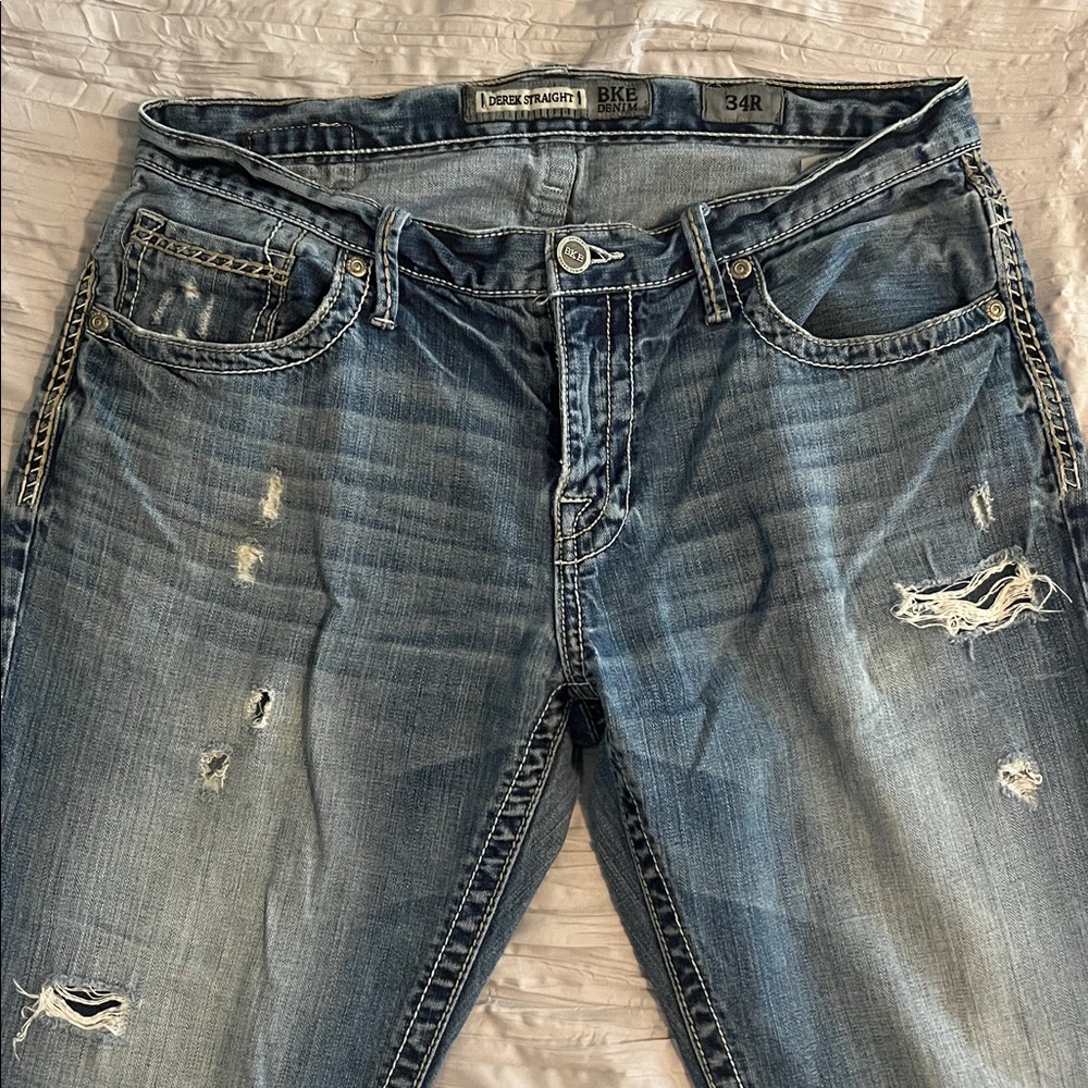 BKE Faded Blue Distressed Jeans